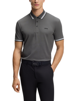 HUGO BOSS BOSS Paddy Cotton Polo Shirt, Dark Grey, Dark Grey