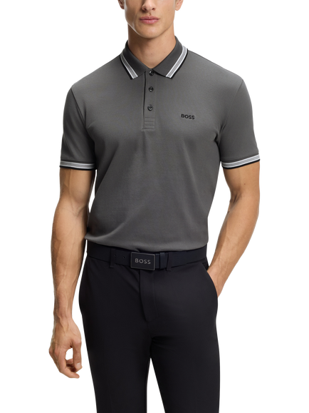 HUGO BOSS BOSS Paddy Cotton Polo Shirt, Dark Grey, Dark Grey