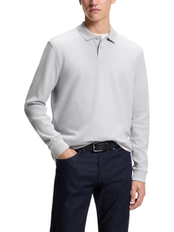 HUGO BOSS BOSS Cotton Blend Long Sleeve Polo Shirt, Pastel Grey, Pastel Grey