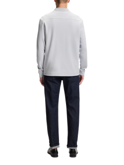 HUGO BOSS BOSS Cotton Blend Long Sleeve Polo Shirt, Pastel Grey - view 2, Pastel Grey