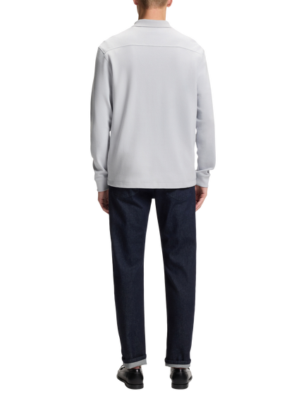 HUGO BOSS BOSS Cotton Blend Long Sleeve Polo Shirt, Pastel Grey - view 2, Pastel Grey