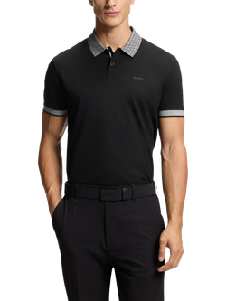 HUGO BOSS BOSS Hexa Print Polo Shirt, Black, Black