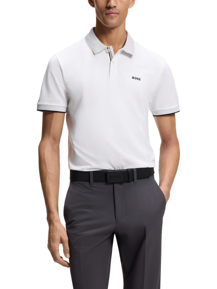 HUGO BOSS BOSS Chip Paddy Cotton Blend Polo Shirt, White, White