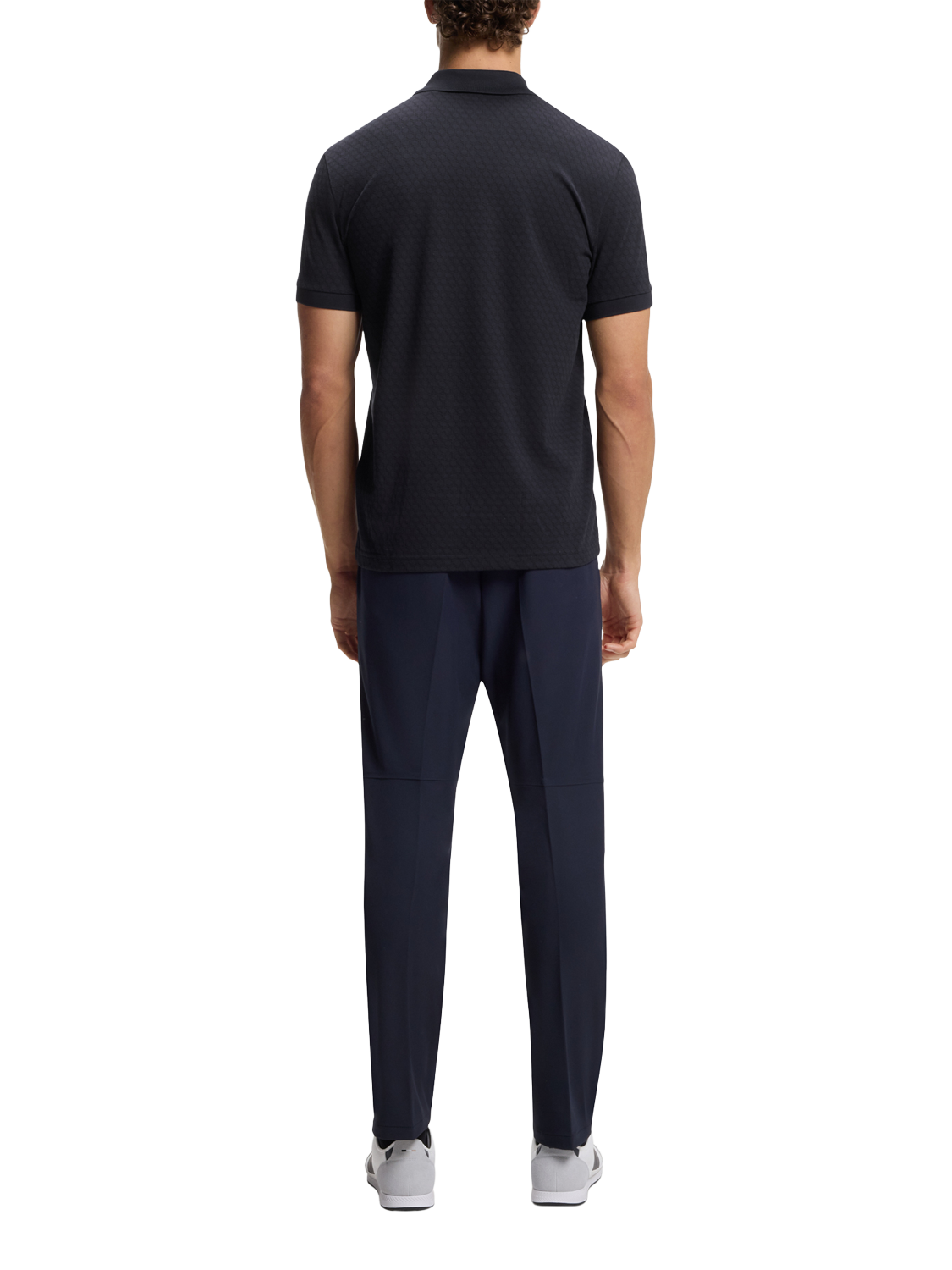 Product image 2 of 5, which shows HUGO BOSS BOSS Chip Pattern Cotton Polo Shirt, Dark Blue, M