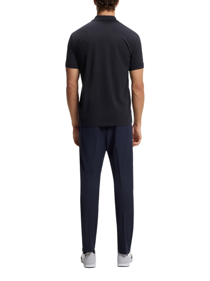 HUGO BOSS BOSS Chip Pattern Cotton Polo Shirt, Dark Blue - view 2, Dark Blue