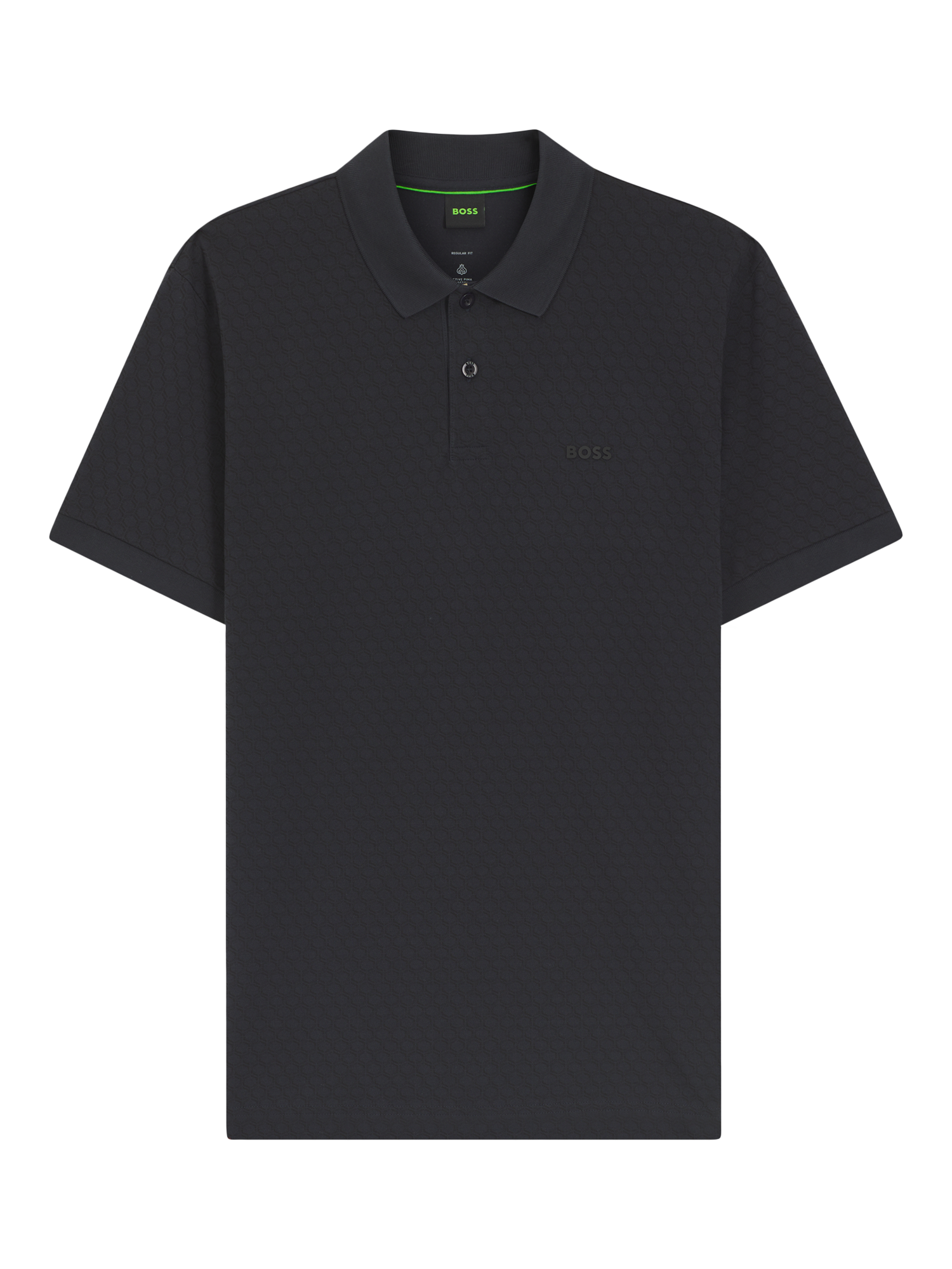 Product image 4 of 5, which shows HUGO BOSS BOSS Chip Pattern Cotton Polo Shirt, Dark Blue, M