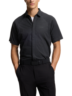 BOSS Cotton Regular Fit Geometric Shirt, Charcoal, Charcoal