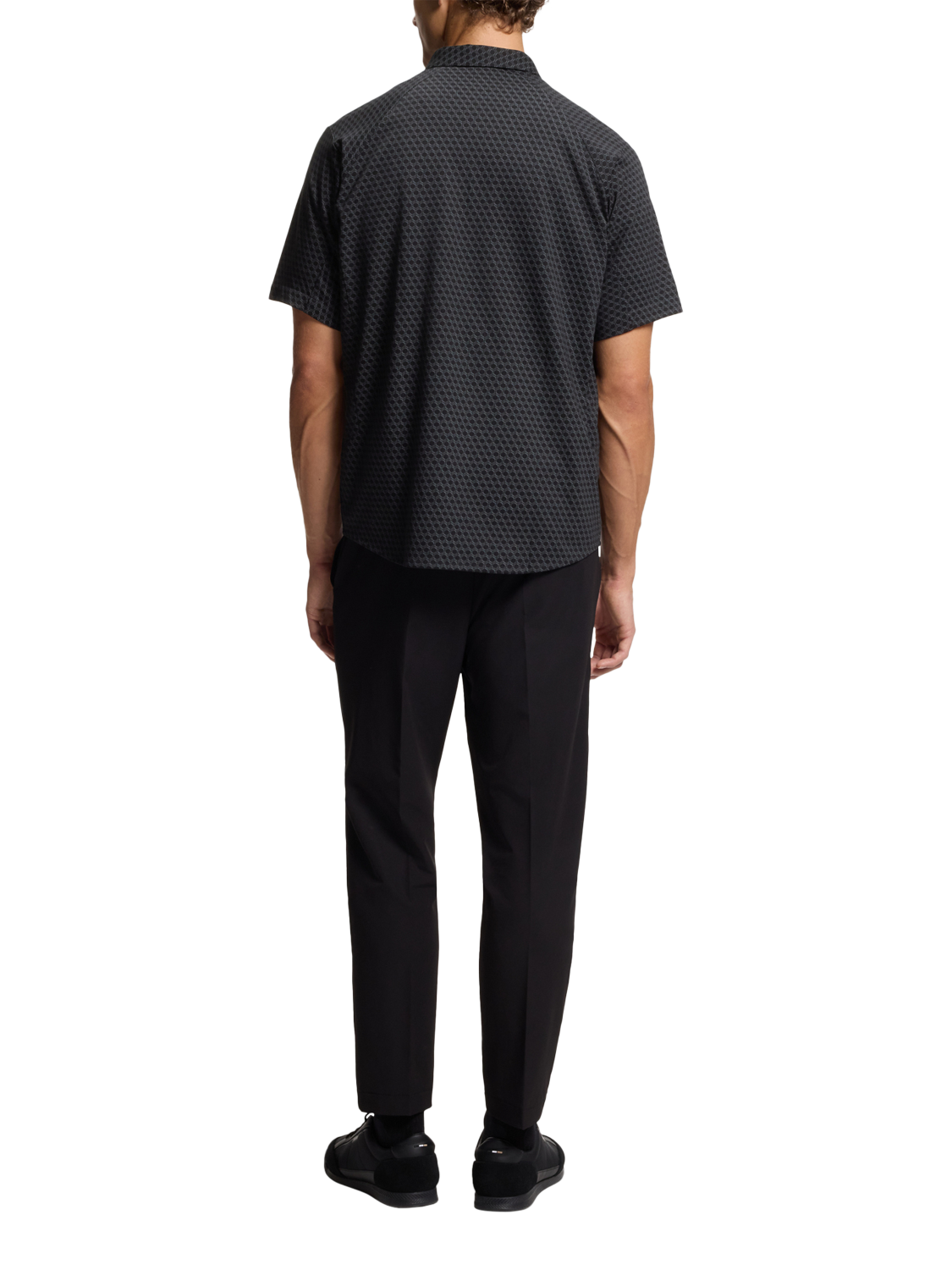 Product image 2 of 6, which shows BOSS Cotton Regular Fit Geometric Shirt, Charcoal, M