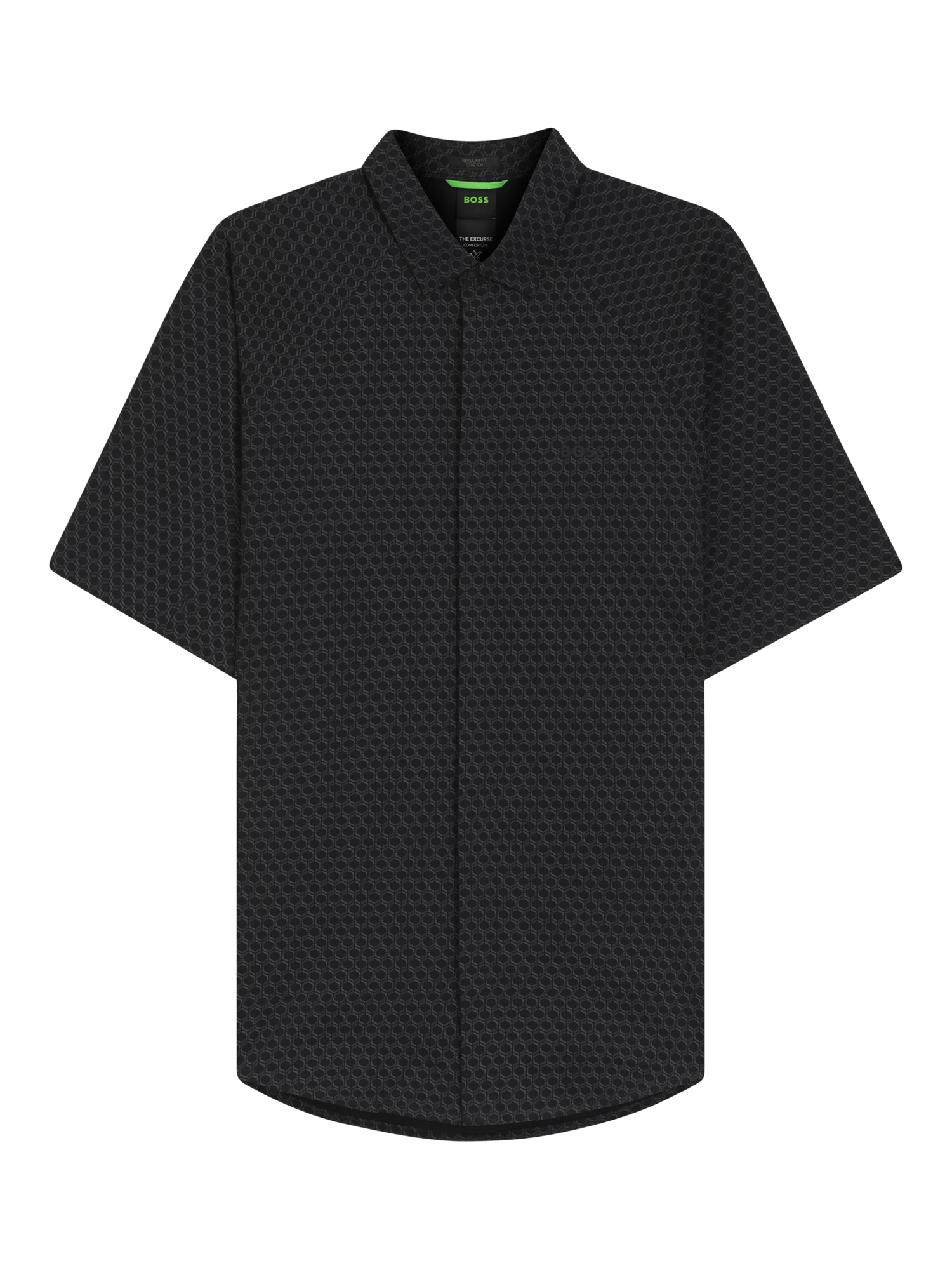 Product image 4 of 6, which shows BOSS Cotton Regular Fit Geometric Shirt, Charcoal, M
