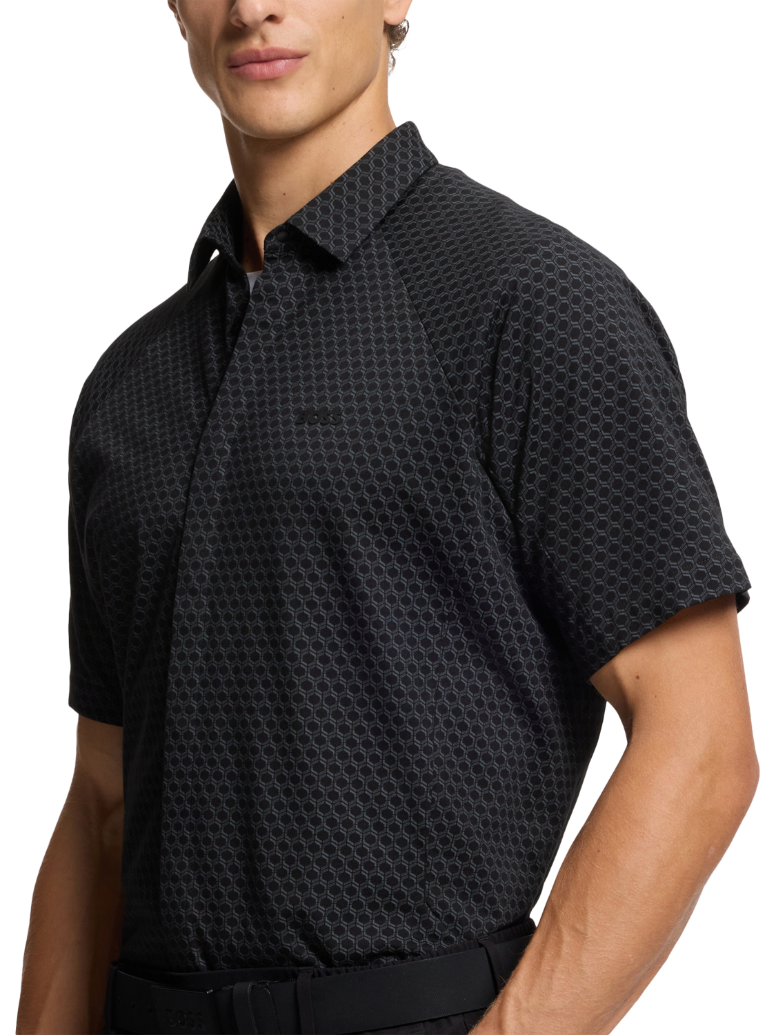 Product image 5 of 6, which shows BOSS Cotton Regular Fit Geometric Shirt, Charcoal, M