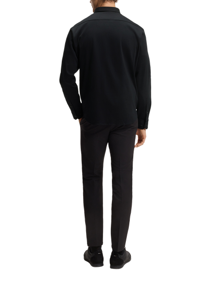 BOSS Cotton Long Sleeve Plain Shirt - view 2, Black