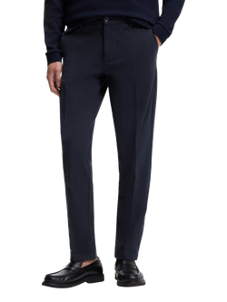 BOSS Black Heritage Cotton Blend Trousers, Dark Blue, Dark Blue