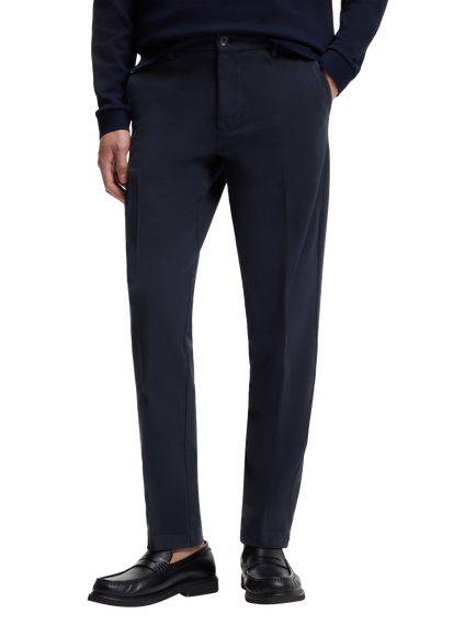 BOSS Black Heritage Cotton Blend Trousers, Dark Blue, Dark Blue