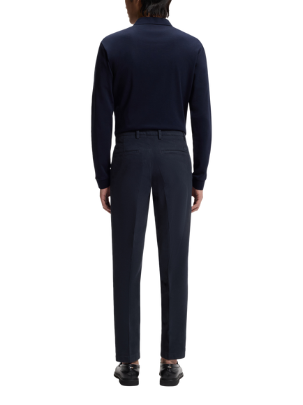 BOSS Black Heritage Cotton Blend Trousers, Dark Blue - view 2, Dark Blue