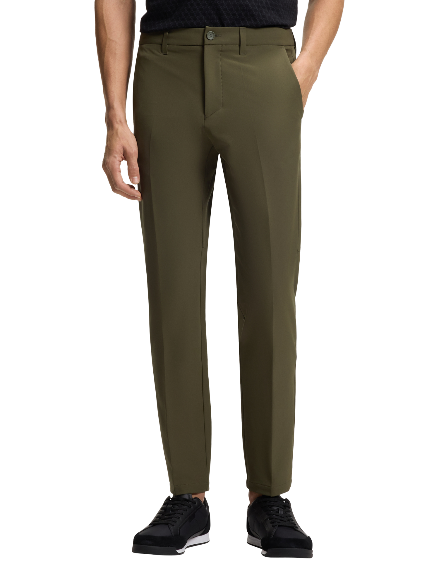 Product image 1 of 6, which shows BOSS Slim Fit Tailored Trousers, Open Green, 32R