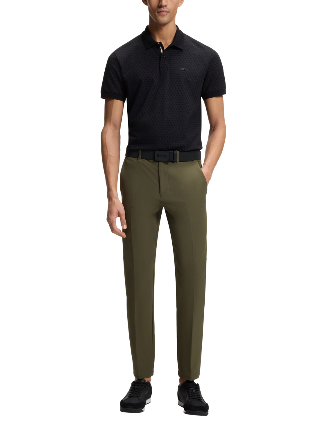 Product image 3 of 6, which shows BOSS Slim Fit Tailored Trousers, Open Green, 32R