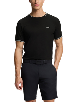 BOSS Essentials Cotton Blend Regular Fit Short Sleeve Logo T-Shirt, Black, Black