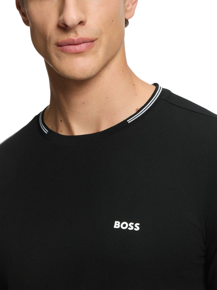 BOSS Essentials Cotton Blend Regular Fit Short Sleeve Logo T-Shirt, Black - view 2, Black