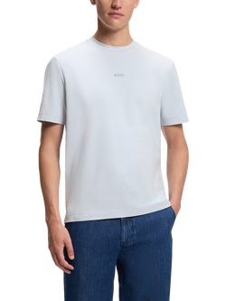 BOSS Cotton Blend Loose Fit Short Sleeve Logo T-Shirt, Light/Pastel Grey, Light/Pastel Grey