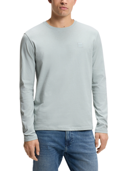 BOSS Cotton Long Sleeve T-Shirt, Silver, Silver