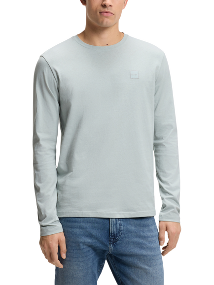 BOSS Cotton Long Sleeve T-Shirt, Silver, Silver