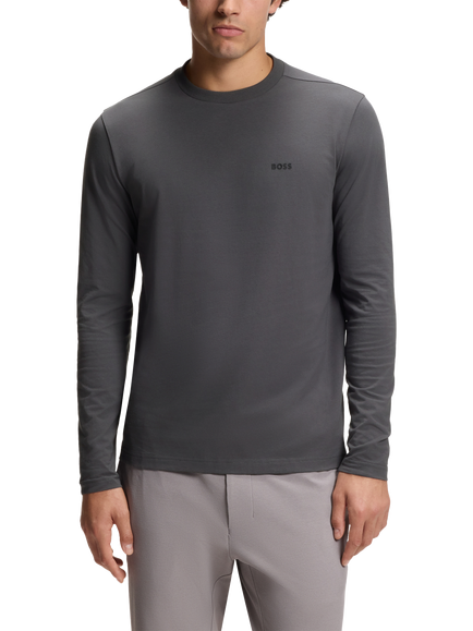 BOSS Essentials Cotton Blend Regular Fit Long Sleeve T-Shirt, Open Grey, Open Grey