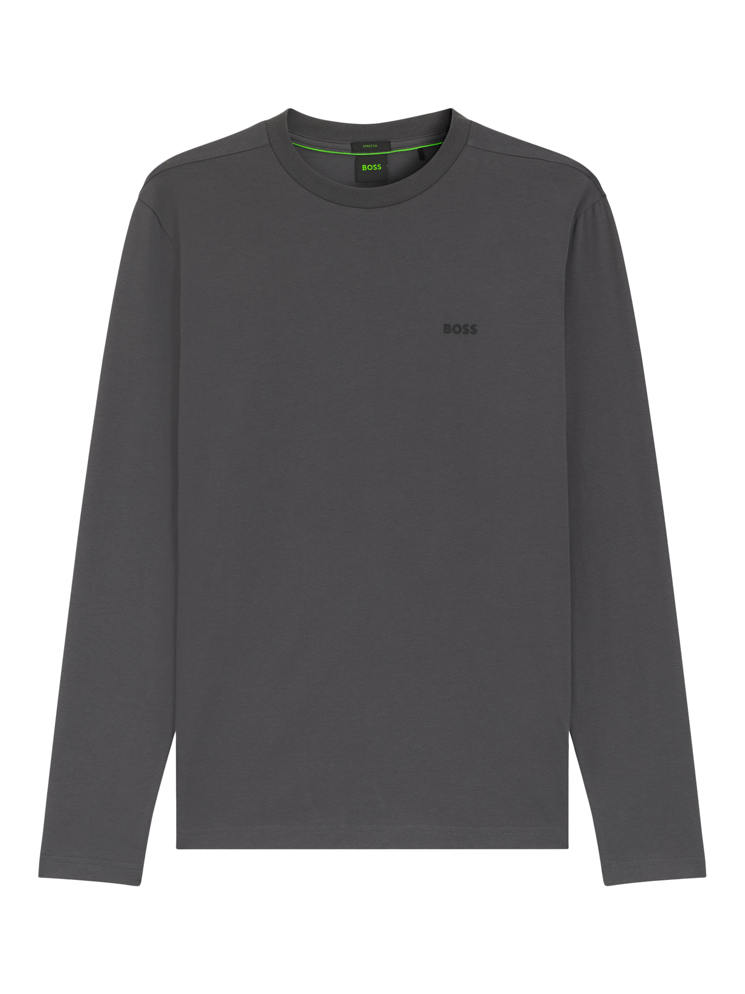 Product image 4 of 11, which shows BOSS Essentials Cotton Blend Regular Fit Long Sleeve T-Shirt, Open Grey, L