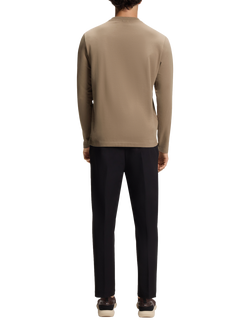 BOSS Cotton Blend Regular Fit Long Sleeve Contrast Logo T-Shirt, Light Brown - view 2, Light Brown