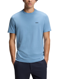 BOSS Cotton Blend Regular Fit Short Sleeve T-Shirt, Open Blue, Open Blue