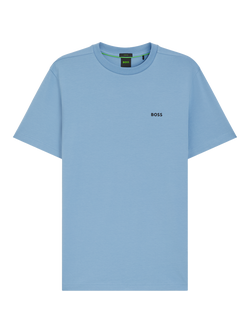 BOSS Cotton Blend Regular Fit Short Sleeve T-Shirt, Open Blue - view 2, Open Blue