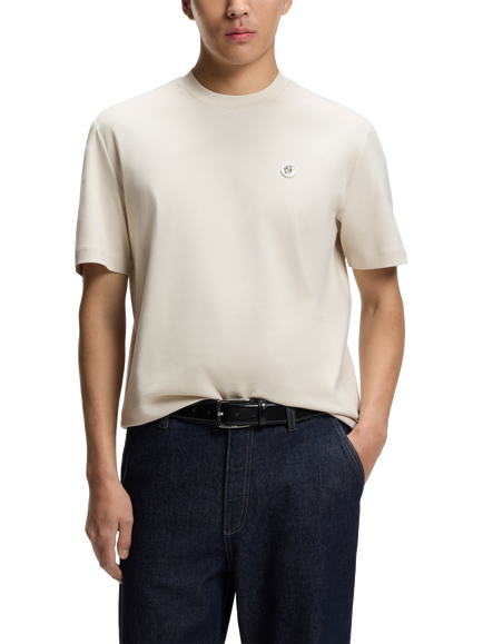 BOSS Cotton Regular Fit Short Sleeve Logo T-Shirt, Open White