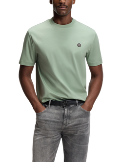BOSS Cotton Regular Fit Short Sleeve Logo T-Shirt, Open Green