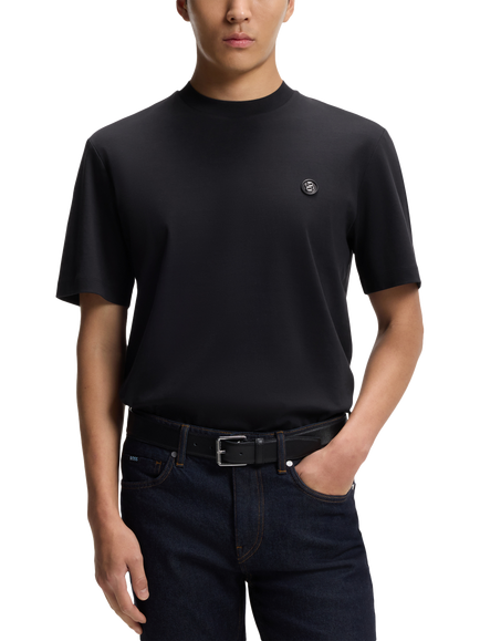 BOSS Cotton Regular Fit Short Sleeve Logo T-Shirt, Dark Blue, Dark Blue