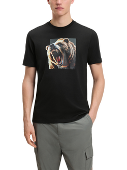 BOSS Cotton Regular Fit Short Sleeve Bear Graphic T-Shirt, Black, Black