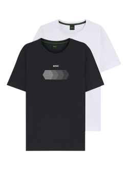 BOSS Cotton Blend Regular Fit Logo Graphic T-Shirt, Pack of 2, Multi, Black/White