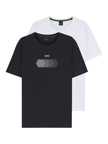 BOSS Cotton Blend Regular Fit Logo Graphic T-Shirt, Pack of 2, Multi, Black/White