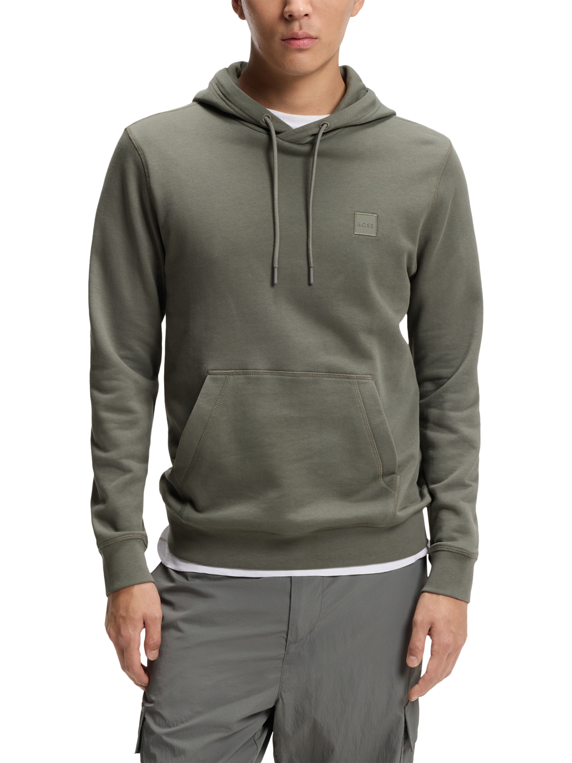 Product image 1 of 4, which shows BOSS Cotton Hoodie, Mid Grey, M
