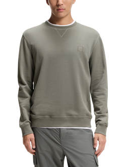 HUGO BOSS BOSS Westart Crew Neck Cotton Sweatshirt, Mid Grey, Mid Grey