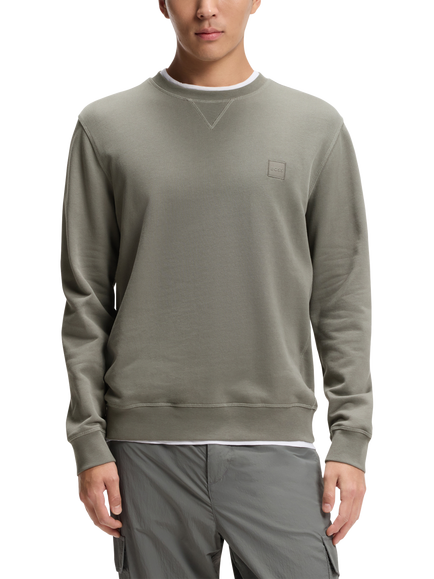 HUGO BOSS BOSS Westart Crew Neck Cotton Sweatshirt, Mid Grey, Mid Grey