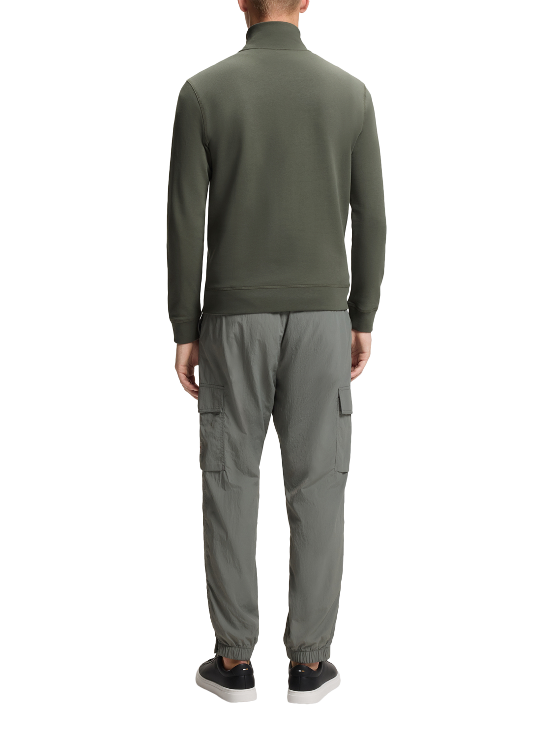 Product image 2 of 5, which shows BOSS Quarter-Zip Cotton Sweatshirt, Mid Grey, L