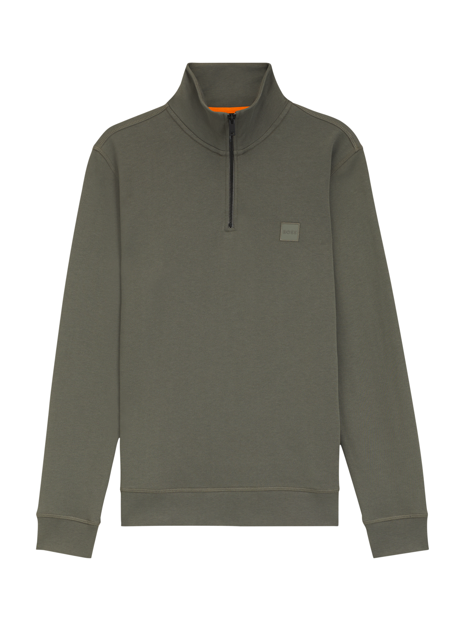 Product image 4 of 5, which shows BOSS Quarter-Zip Cotton Sweatshirt, Mid Grey, L