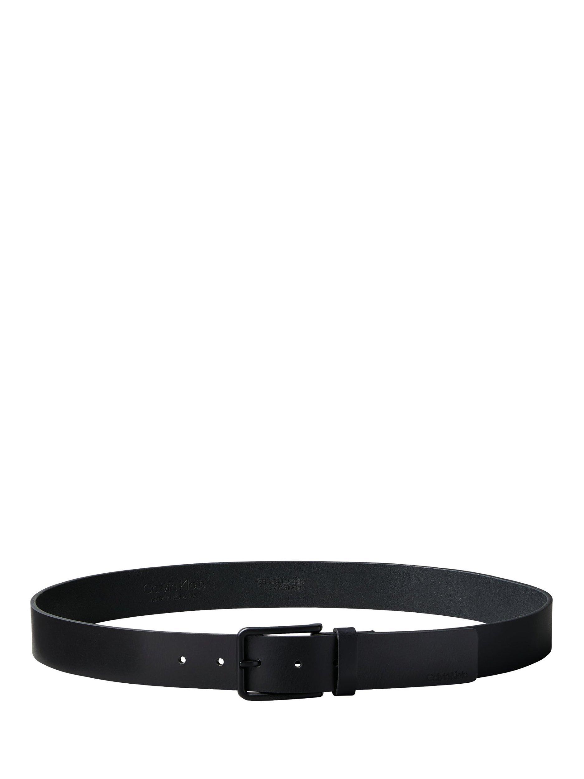 Product image 2 of 3, which shows Calvin Klein Logo Leather Belt, Black/Matte Black, 85cm