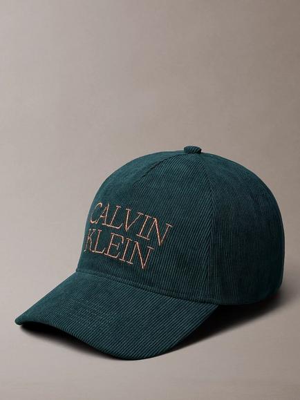 Calvin Klein Logo Corduroy Baseball Cap, Navy Teal