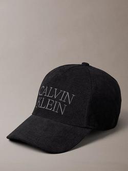 Calvin Klein Logo Corduroy Baseball Cap, Black
