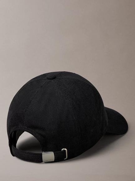 Calvin Klein Logo Corduroy Baseball Cap - view 2, Black