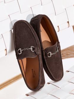 Dune London Brackon Suede Snaffle Trim Moccasin Loafers, Brown