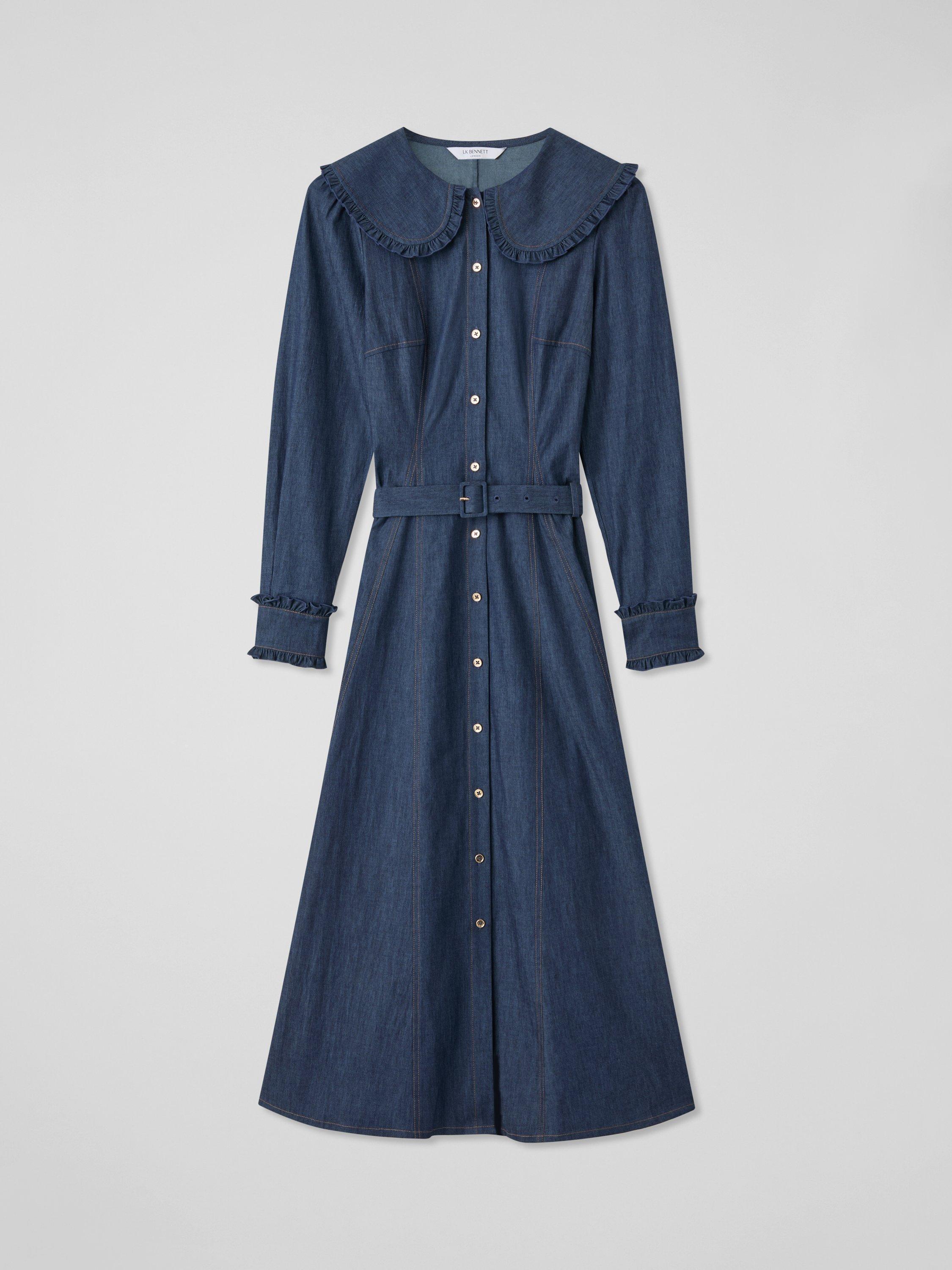 Pippa Chambray Midi Shirt Dress, Indigo