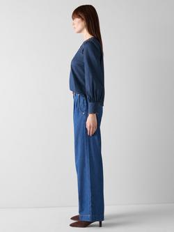 L.K.Bennett Jenny Woven Denim Blouse, Indigo - view 2, Indigo