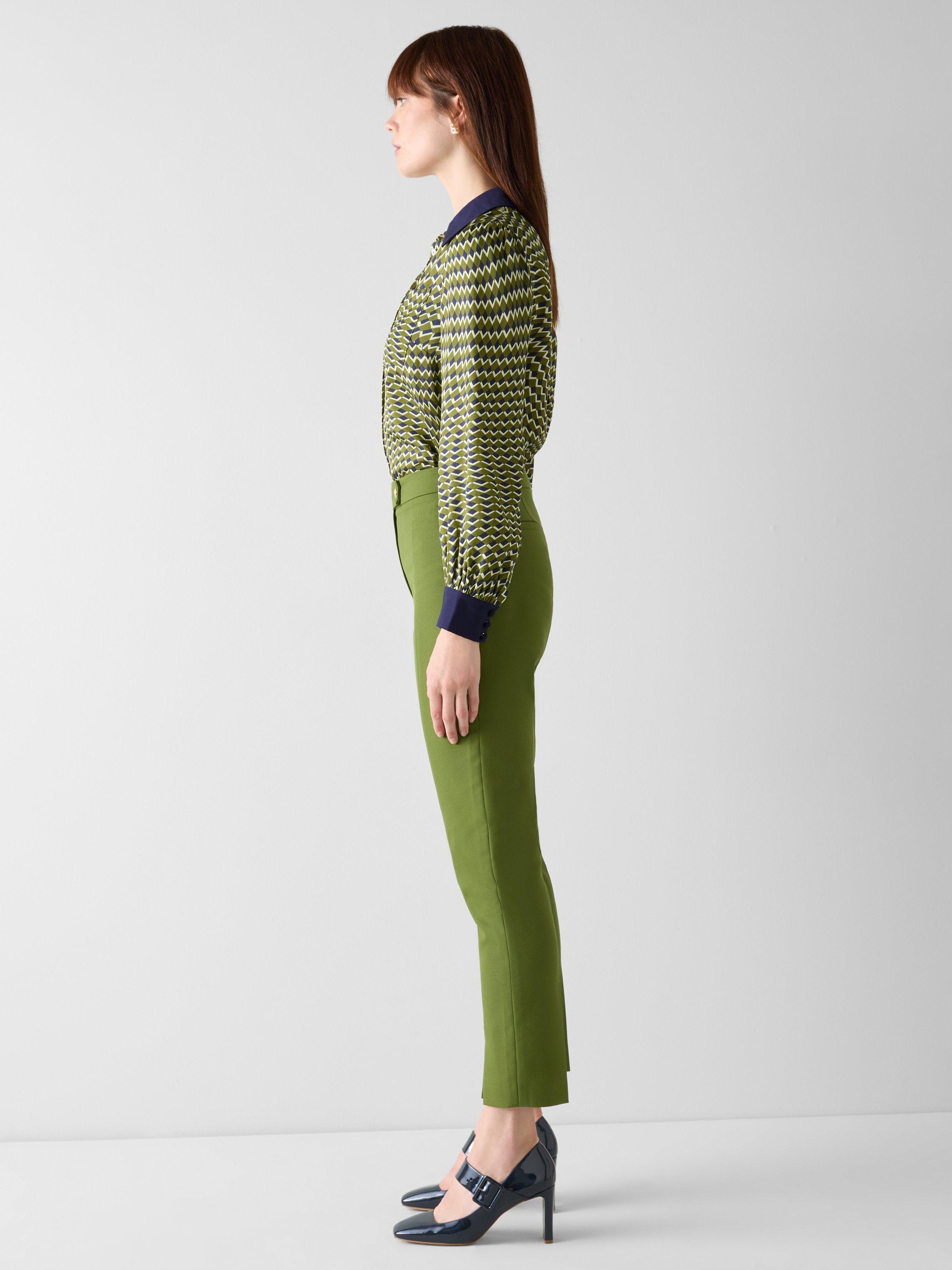 Product image 2 of 5, which shows L.K.Bennett Henri Geo Pattern Woven Shirt, Green/Multi, 6