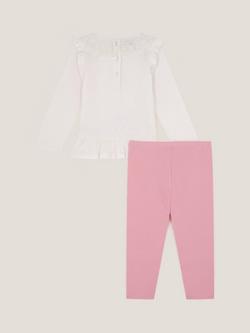 Monsoon Baby Cotton Rich Heart Top and Leggings Set, Ivory - view 2, Ivory